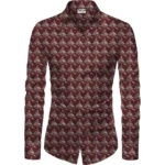 NariHaat Maroon Floral Unstitched Men's Shirt Fabric