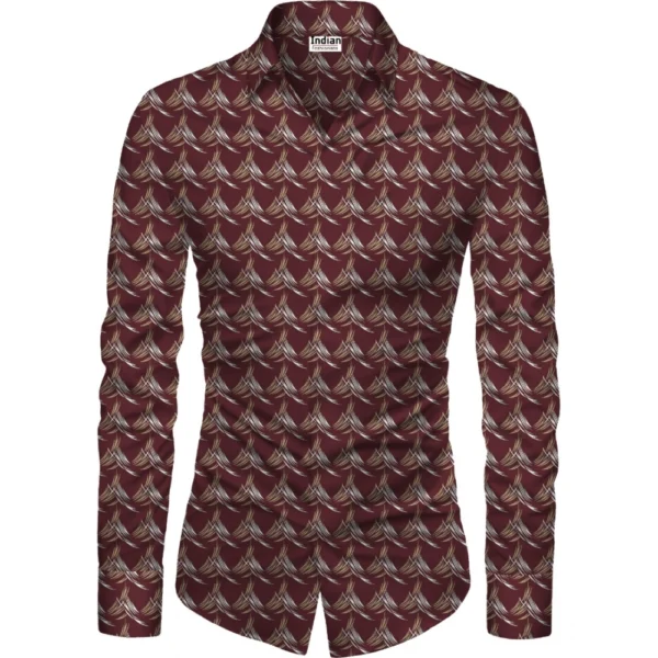 NariHaat Maroon Floral Unstitched Men's Shirt Fabric