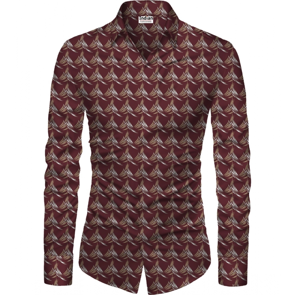 NariHaat Maroon Floral Unstitched Men's Shirt Fabric