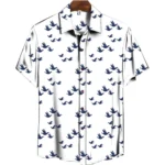Blue Floral Printed Unstitched Shirt Fabric for Men