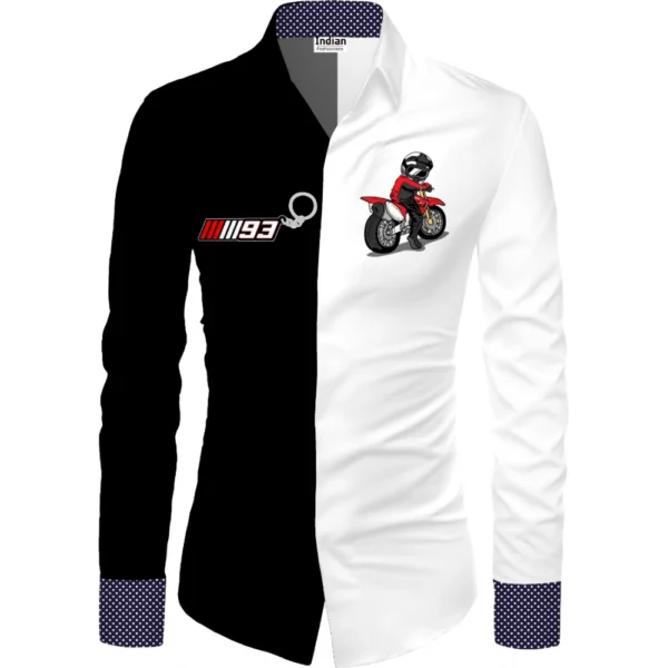 White Black Floral Printed Unstitched Shirt Fabric for Men