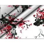 Generic Men's Casual Floral Printed Cotton Blend Unstitched Shirt Fabric 1.6 Mtrs (Red-White) - Image 2