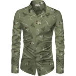 Green Men's Floral Shirt Fabric