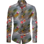 Multicolor Floral Printed Unstitched Men's Shirt Fabric