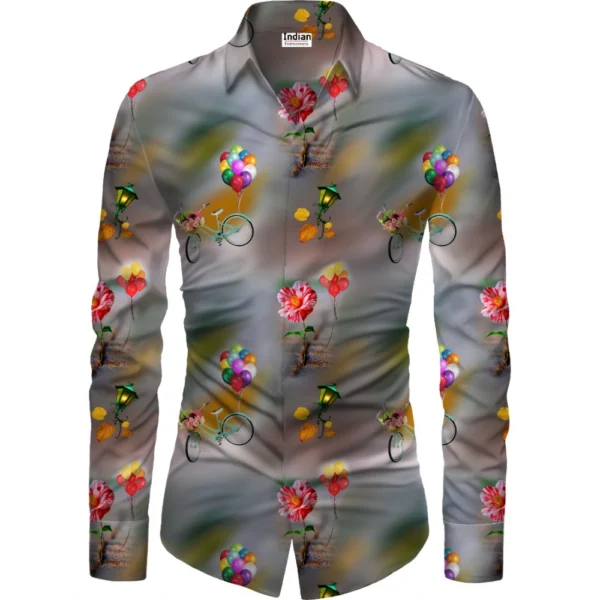 Multicolor Floral Printed Unstitched Men's Shirt Fabric