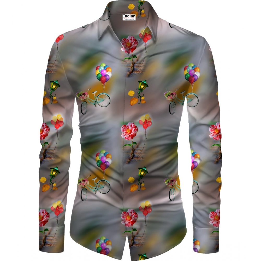 Multicolor Floral Printed Unstitched Men's Shirt Fabric