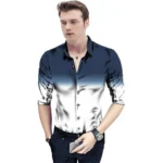 Navy Blue Men's Floral Shirt Fabric