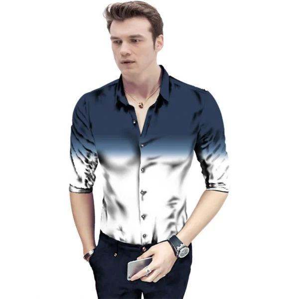 Navy Blue Men's Floral Shirt Fabric