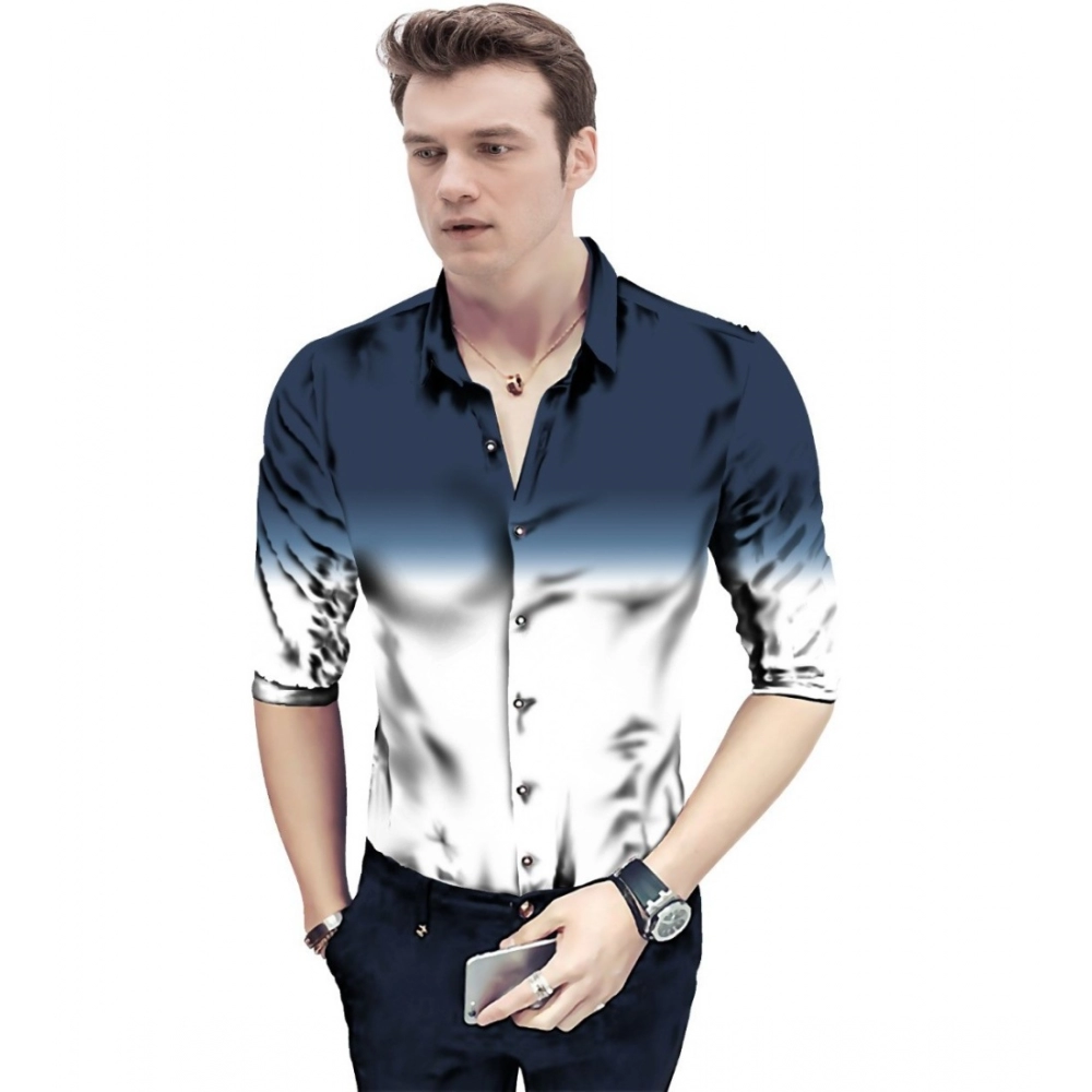 Navy Blue Men's Floral Shirt Fabric