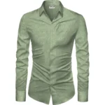 Generic Men's Casual Floral Printed Cotton Blend Unstitched Shirt Fabric 1.6 Mtrs (Green)