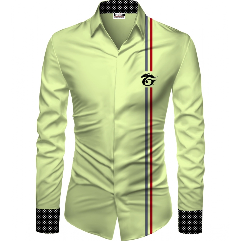 Green Floral Printed Unstitched Men's Shirt Fabric