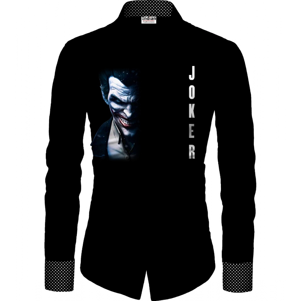 Black Floral Printed Unstitched Shirt Fabric for Men