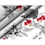 Generic Men's Casual Floral Printed Cotton Blend Unstitched Shirt Fabric 1.6 Mtrs (Red-White) - Image 2