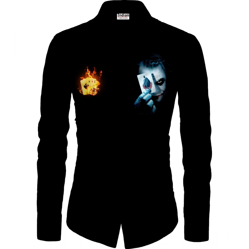 Black Floral Printed Unstitched Men's Shirt Fabric