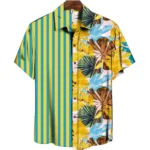 Green Floral Printed Unstitched Men's Shirt Fabric