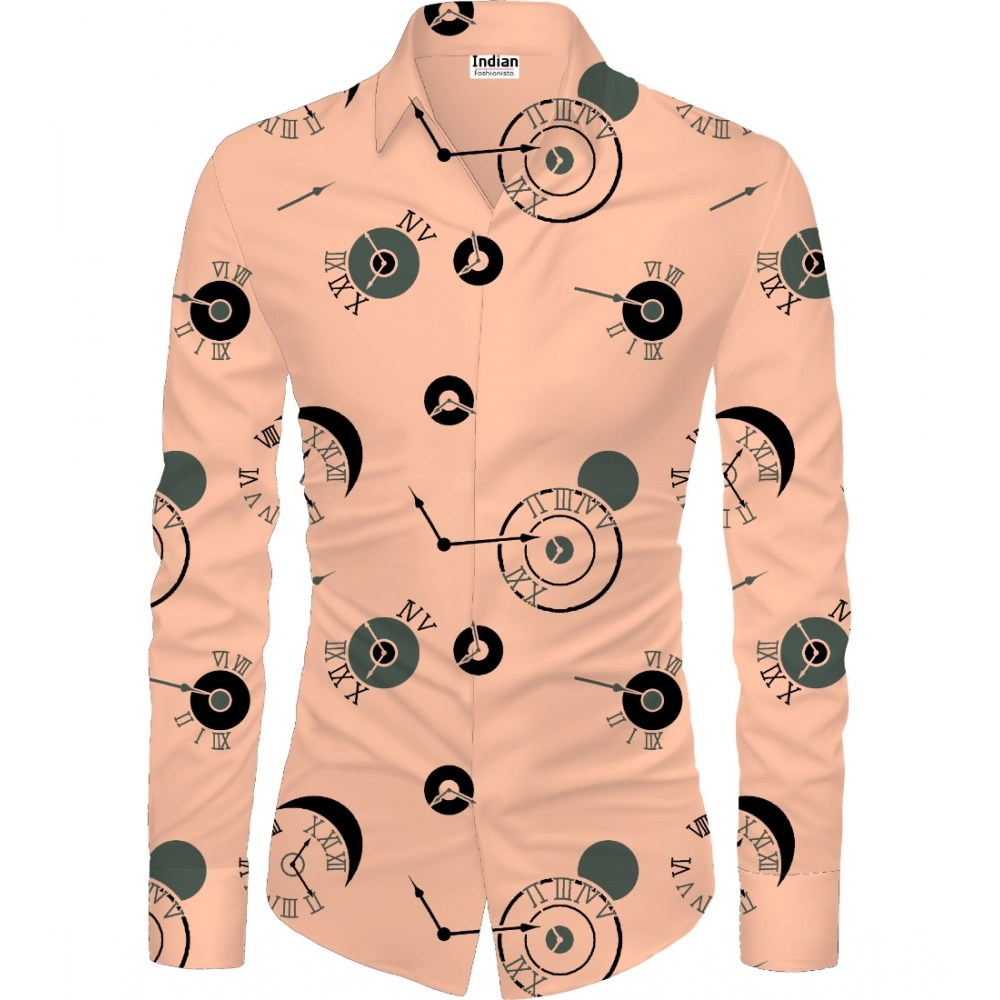 Orange Floral Printed Unstitched Shirt Fabric for Men