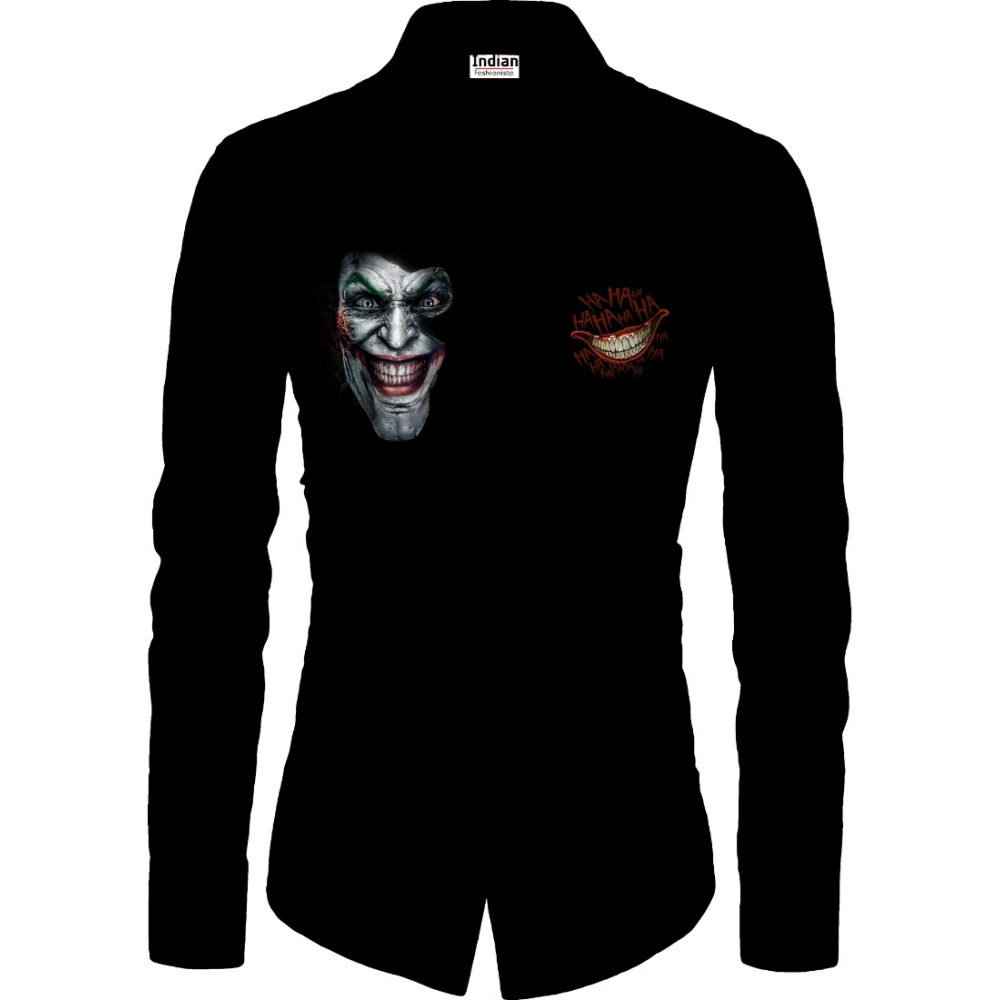 Black Floral Printed Unstitched Shirt Fabric for Men