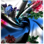 Generic Men's Casual Floral Printed Cotton Blend Unstitched Shirt Fabric 1.6 Mtrs (Blue) - Image 2