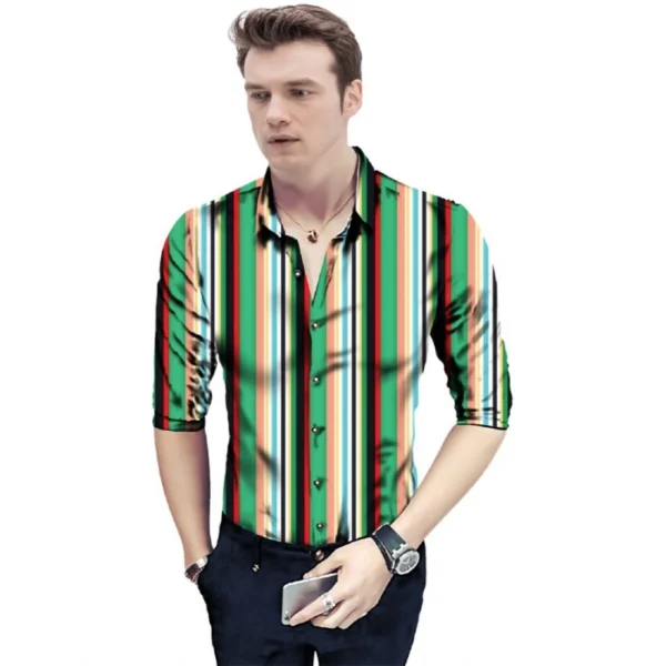 Green Men's Floral Shirt Fabric