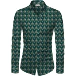 Dark Green Floral Printed Unstitched Men's Shirt Fabric