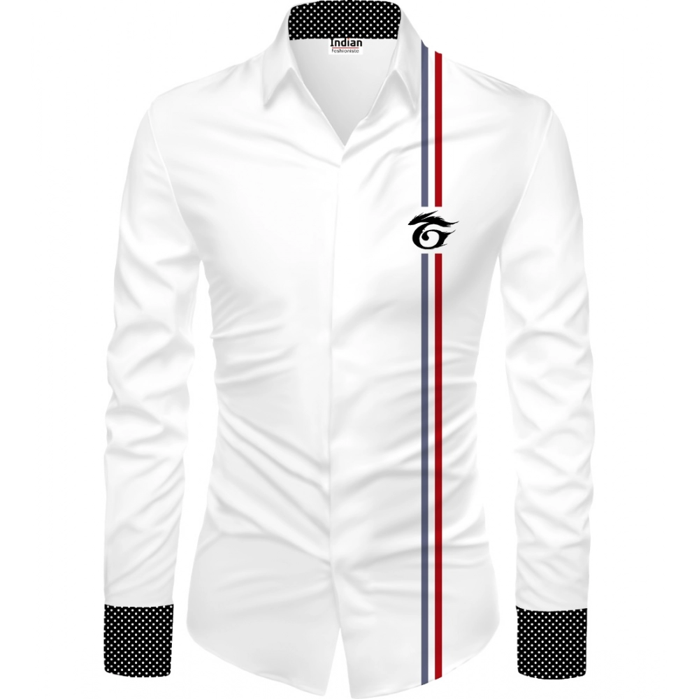 White Floral Printed Unstitched Men's Shirt Fabric