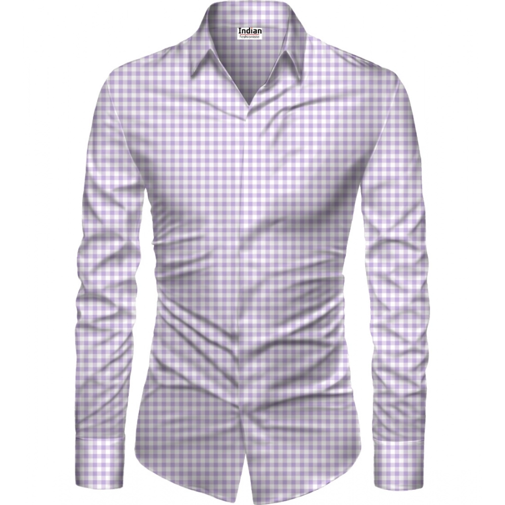 Purple Floral Printed Unstitched Shirt Fabric for Men