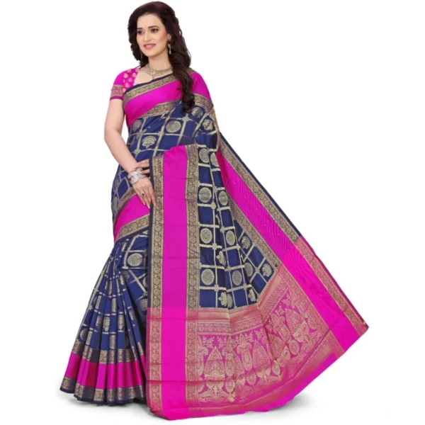 Blue Jacquard Woven Saree for Women