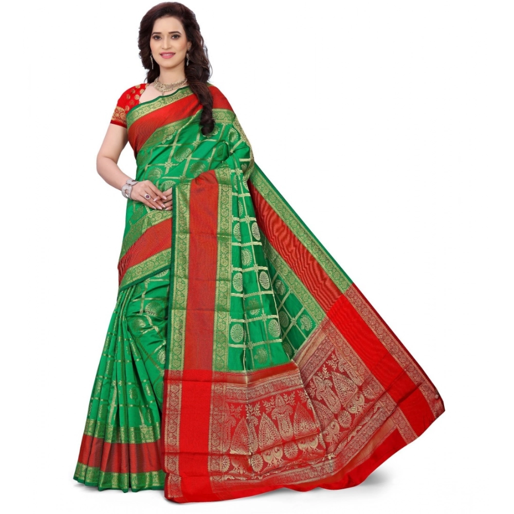 Green Jacquard Woven Saree for Women