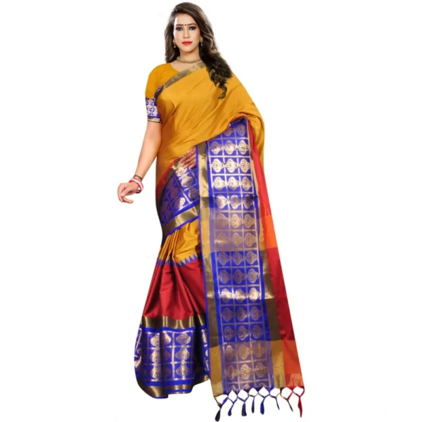 Mustard Jacquard Woven Saree for Women