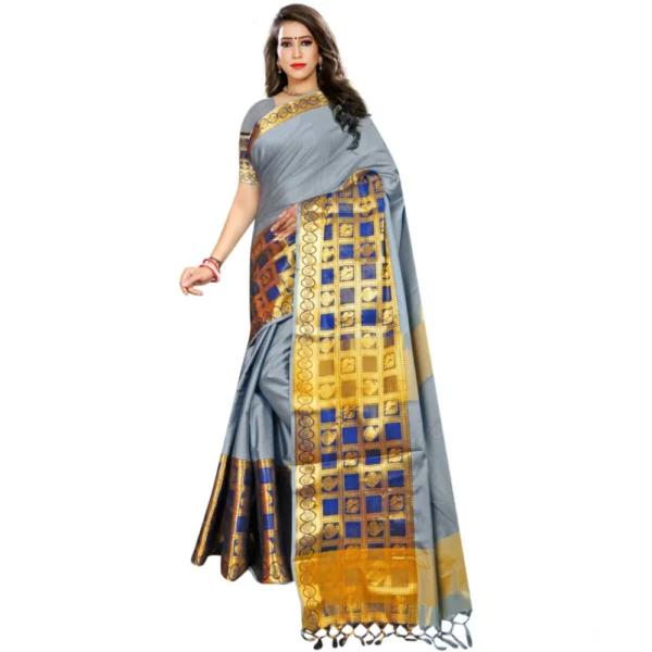Light Blue Jacquard Woven Saree for Women