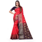 Red Silk Blend Saree for Women
