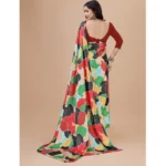 red crepe digital print saree
