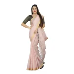 pink cotton blend saree