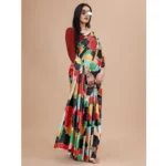red crepe digital print saree
