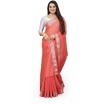 orange cotton silk saree