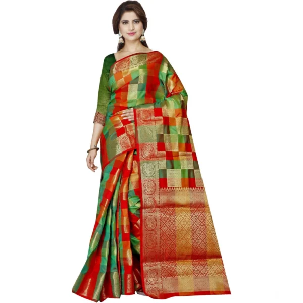 Red Jacquard Woven Saree for Women