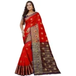 Purple Red Silk Blend Saree