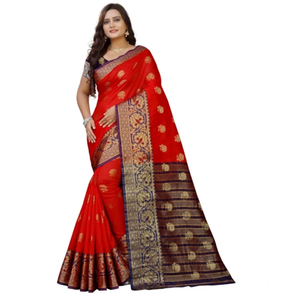 Purple Red Silk Blend Saree