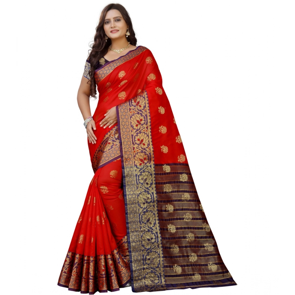 Elegant Purple-Red Silk Blend Saree