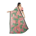 Generic Women's Georgette Floral Print Saree With Unstitched Blouse 5.5Mtr (Pink) - Image 3
