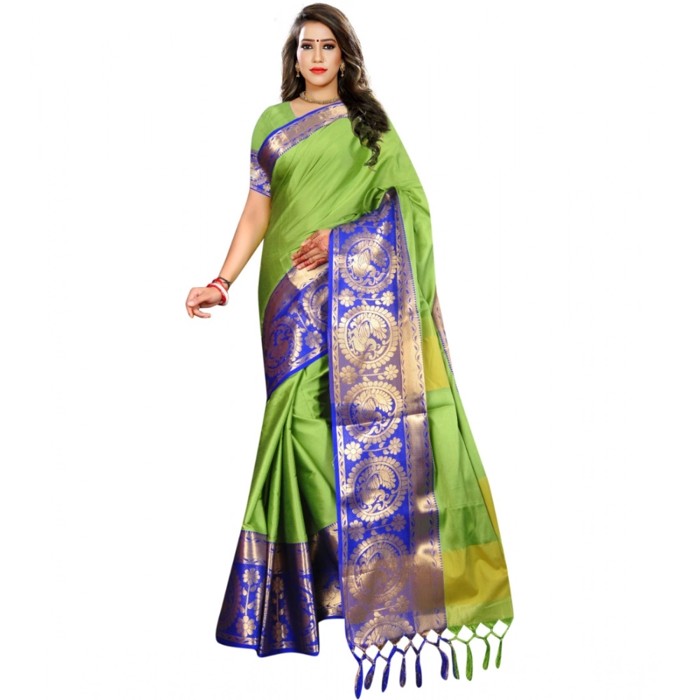Green Jacquard Woven Saree for Women