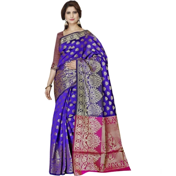 Blue Jacquard Woven Saree for Women