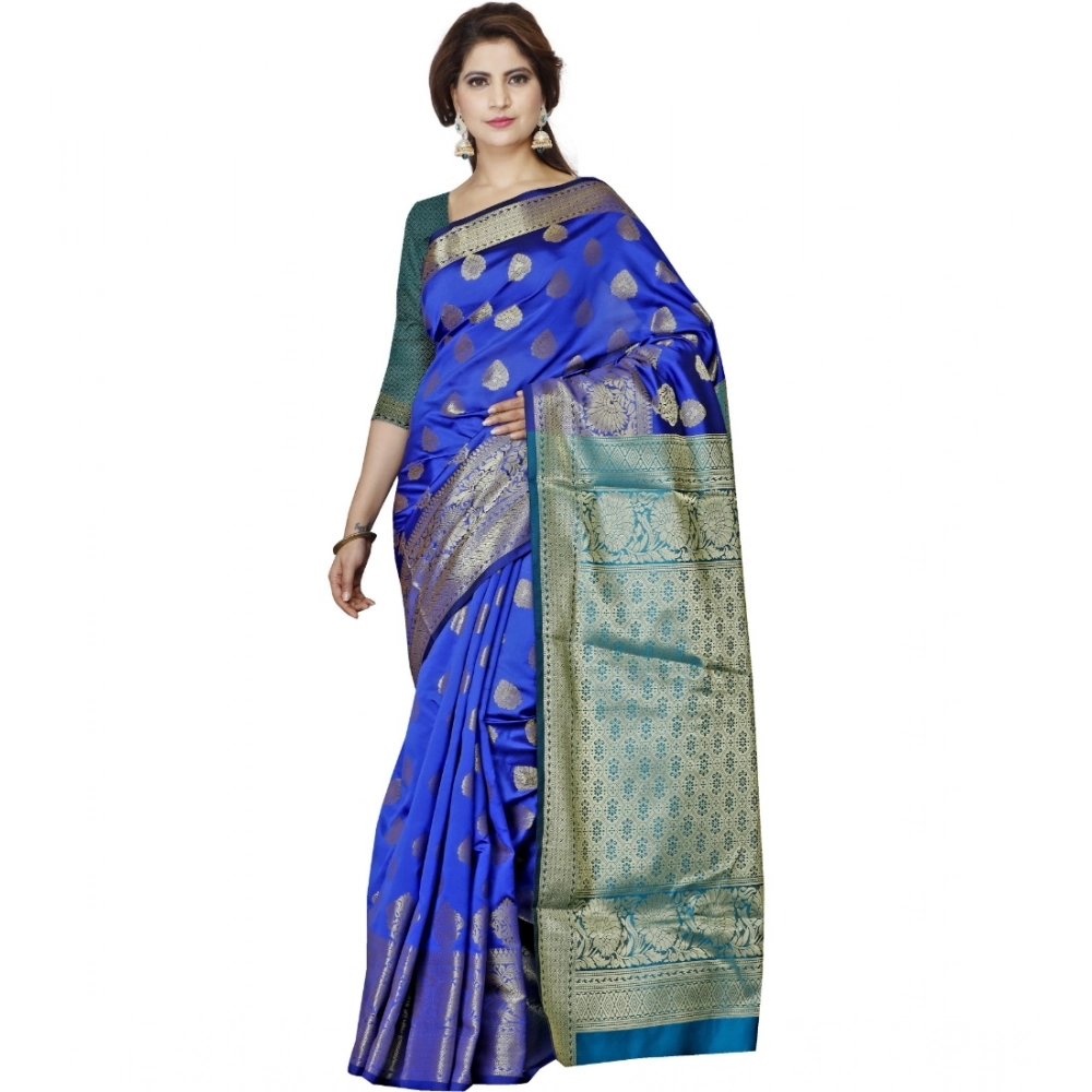 Blue Jacquard Woven Saree for Women
