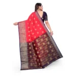 red silk blend saree