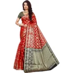 Elegant Red Jacquard Saree for Women