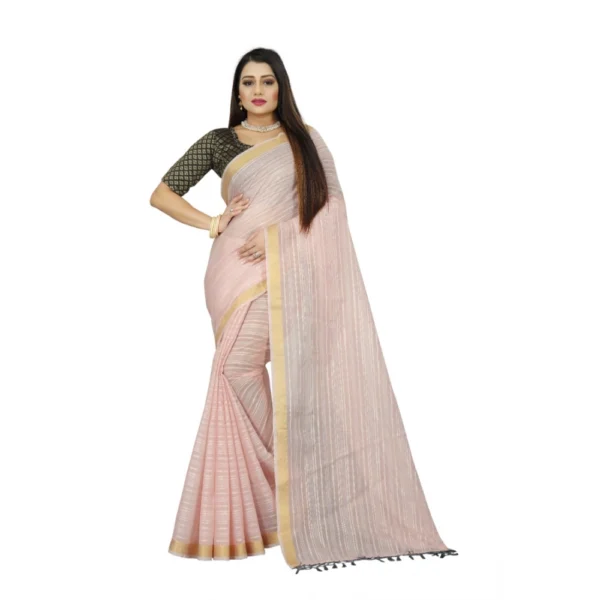 pink cotton blend saree
