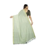 green cotton blend saree