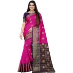 Blue Pink Silk Blend Saree for Women