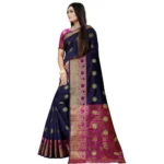 dark blue pink saree online