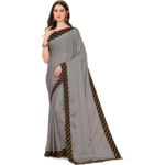 Elegant Silver Chiffon Saree with Unstitched Blouse